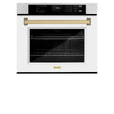 ZLINE 30 in. Autograph Edition Professional True Convection Single Wall Oven with Air Fry and Self Clean in Stainless Steel with White Matte Door and Champagne Bronze Handle (WASZ-WM-30-CB)