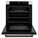 ZLINE 30 in. Autograph Edition Professional True Convection Single Wall Oven with Air Fry and Self Clean in Stainless Steel with White Matte Door and Matte Black Handle (WASZ-WM-30-MB)