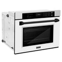 ZLINE 30 in. Autograph Edition Professional True Convection Single Wall Oven with Air Fry and Self Clean in Stainless Steel with White Matte Door and Matte Black Handle (WASZ-WM-30-MB)