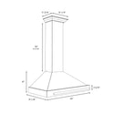 ZLINE Autograph Edition 36 in. Convertible Satin Stainless Steel Wall Mount Range Hood with Black Matte Shell and Champagne Bronze Handle (KB4SNZ-BLM36-CB)