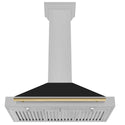 ZLINE Autograph Edition 36 in. Convertible Satin Stainless Steel Wall Mount Range Hood with Black Matte Shell and Champagne Bronze Handle (KB4SNZ-BLM36-CB)