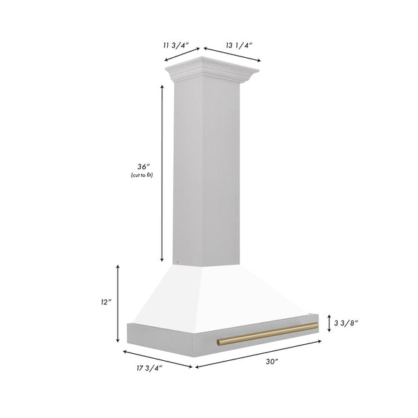 ZLINE Autograph Edition 30 in. Convertible Satin Stainless Steel Wall Mount Range Hood with Champagne Bronze Handle (KB4SNZ-30-CB)
