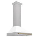 ZLINE Autograph Edition 30 in. Convertible Satin Stainless Steel Wall Mount Range Hood with Champagne Bronze Handle (KB4SNZ-30-CB)