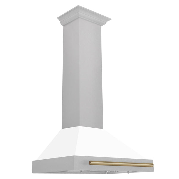 ZLINE Autograph Edition 30 in. Convertible Satin Stainless Steel Wall Mount Range Hood with Champagne Bronze Handle (KB4SNZ-30-CB)