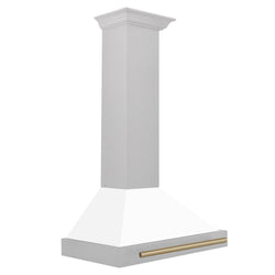 ZLINE Autograph Edition 30 in. Convertible Satin Stainless Steel Wall Mount Range Hood with Champagne Bronze Handle (KB4SNZ-30-CB)
