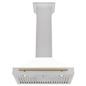 ZLINE Autograph Edition 30 in. Convertible Satin Stainless Steel Wall Mount Range Hood with Champagne Bronze Handle (KB4SNZ-30-CB)