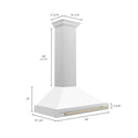 ZLINE Autograph Edition 36 in. Convertible Satin Stainless Steel Wall Mount Range Hood with Champagne Bronze Handle (KB4SNZ-36-CB)