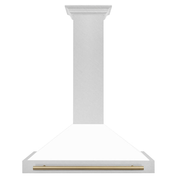 ZLINE Autograph Edition 36 in. Convertible Satin Stainless Steel Wall Mount Range Hood with Champagne Bronze Handle (KB4SNZ-36-CB)