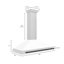 ZLINE 48 in. Autograph Edition Convertible Fingerprint Resistant Satin Stainless Steel Range Hood with White Matte Shell and Matte Black Handle (KB4SNZ-WM48-MB)