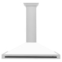 ZLINE 48 in. Autograph Edition Convertible Fingerprint Resistant Satin Stainless Steel Range Hood with White Matte Shell and Matte Black Handle (KB4SNZ-WM48-MB)