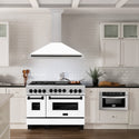 ZLINE 48 in. Autograph Edition Convertible Fingerprint Resistant Satin Stainless Steel Range Hood with White Matte Shell and Matte Black Handle (KB4SNZ-WM48-MB)