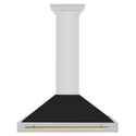 ZLINE 36 in. Autograph Edition Convertible Stainless Steel Range Hood with Black Matte Shell and Champagne Bronze Handle (KB4STZ-BLM36-CB)