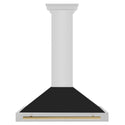 ZLINE 36 in. Autograph Edition Stainless Steel Range Hood with Black Matte Shell and Polished Gold Handle (KB4STZ-BLM36-G)