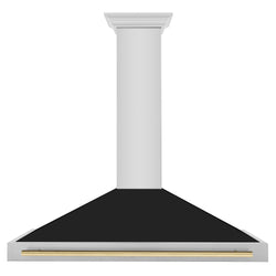 ZLINE 48 in. Autograph Edition Stainless Steel Range Hood with Black Matte Shell and Champagne Bronze Handle (KB4STZ-BLM48-CB)