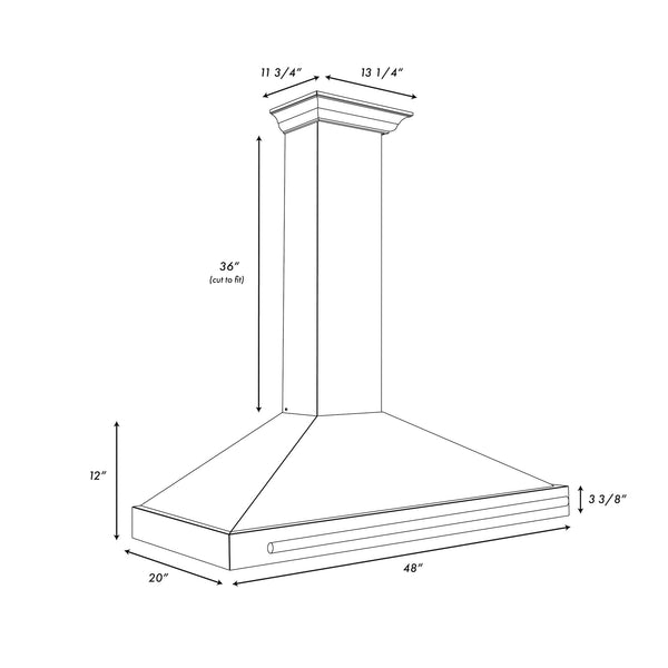 ZLINE 48 in. Autograph Edition Convertible Stainless Steel Range Hood with Black Matte Shell and Champagne Bronze Handle (KB4STZ-BLM48-CB)