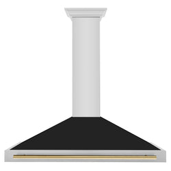 ZLINE 48 in. Autograph Edition Stainless Steel Range Hood with Black Matte Shell and Polished Gold Handle (KB4STZ-BLM48-G)