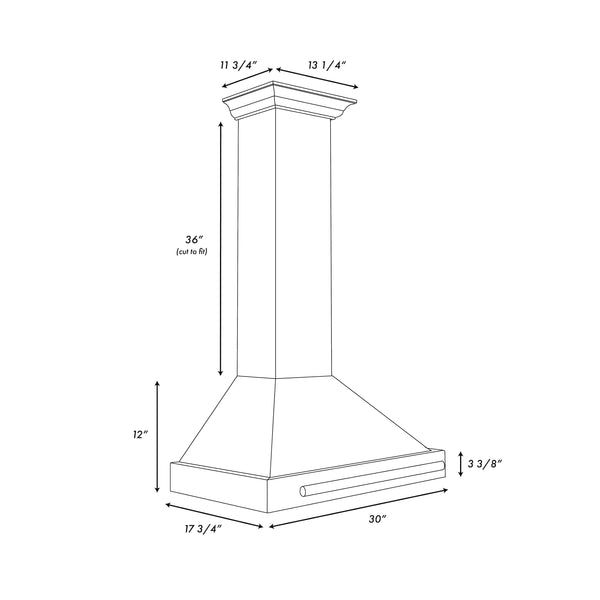 ZLINE 30 in. Autograph Edition Black Stainless Steel Wall Mount Range Hood With Champagne Bronze Handle (BSKB4Z-30-CB)