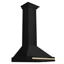 ZLINE 30 in. Autograph Edition Black Stainless Steel Wall Mount Range Hood With Polished Gold Handle (BSKB4Z-30-G)