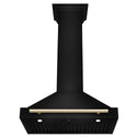 ZLINE 30 in. Autograph Edition Black Stainless Steel Wall Mount Range Hood With Polished Gold Handle (BSKB4Z-30-G)