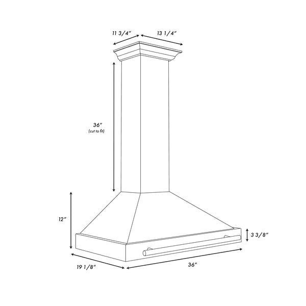 ZLINE 36 in. Autograph Edition Black Stainless Steel Wall Mount Range Hood With Polished Gold Handle (BSKB4Z-36-G)