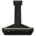 ZLINE 36 in. Autograph Edition Black Stainless Steel Wall Mount Range Hood With Polished Gold Handle (BSKB4Z-36-G)