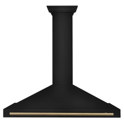 ZLINE 48 in. Autograph Edition Black Stainless Steel Wall Mount Range Hood With Champagne Bronze Handle (BSKB4Z-48-CB)