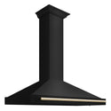 ZLINE 48 in. Autograph Edition Black Stainless Steel Wall Mount Range Hood With Polished Gold Handle (BSKB4Z-48-G)