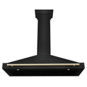 ZLINE 48 in. Autograph Edition Black Stainless Steel Wall Mount Range Hood With Polished Gold Handle (BSKB4Z-48-G)