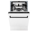 ZLINE Autograph Edition 18" Compact 3rd Rack Top Control Dishwasher in White Matte with Matte Black Handle, 51dBa (DWVZ-WM-18-MB)