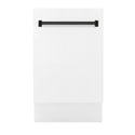 ZLINE Autograph Edition 18" Compact 3rd Rack Top Control Dishwasher in White Matte with Accent Handle, 51dBa (DWVZ-WM-18)