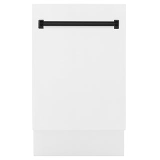Buy matte-black ZLINE Autograph Edition 18&quot; Compact 3rd Rack Top Control Dishwasher in White Matte with Accent Handle, 51dBa (DWVZ-WM-18)