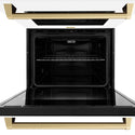 ZLINE 30 in. Autograph Edition Professional True Convection Double Wall Oven with Air Fry and Self Clean in Stainless Steel with White Matte Doors and Champagne Bronze Handles (WADZ-WM-30-CB)