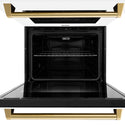 ZLINE 30 in. Autograph Edition Professional True Convection Double Wall Oven with Air Fry and Self Clean in Stainless Steel with White Matte Doors and Polished Gold Handles (WADZ-WM-30-G)