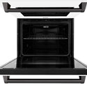 ZLINE 30 in. Autograph Edition Professional True Convection Double Wall Oven with Air Fry and Self Clean in Stainless Steel with White Matte Doors and Matte Black Handles (WADZ-WM-30-MB)