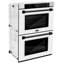 ZLINE 30 in. Autograph Edition Professional True Convection Double Wall Oven with Air Fry and Self Clean in Stainless Steel with White Matte Doors and Matte Black Handles (WADZ-WM-30-MB)