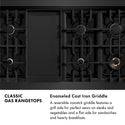 ZLINE 48 in. Legacy Gas Rangetop with 6 Brass Burners and Porcelain Cooktop in Black Stainless Steel, Open Box-Great Condition