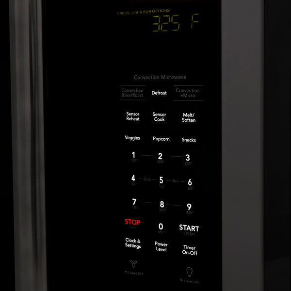 ZLINE 1.5 cu. ft. Over the Range Convection Microwave Oven in Black Stainless Steel with Modern Handle and Sensor Cooking (MWO-OTR-30-BS)