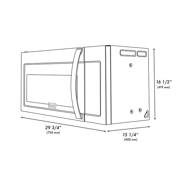 ZLINE 30 in. Black Stainless Steel Over the Range Convection Microwave Oven with Modern Handle (MWO-OTR-30-BS)