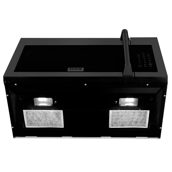 ZLINE 30 in. 1.5 cu. ft. Over-The-Range Convection Microwave Oven in Black Stainless Steel with Traditional Handle and Sensor Cooking, Open Box-Great Condition