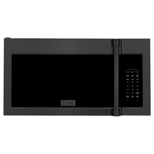 ZLINE 30 in. 1.5 cu. ft. Over-The-Range Convection Microwave Oven in Black Stainless Steel with Traditional Handle and Sensor Cooking, Open Box-Great Condition