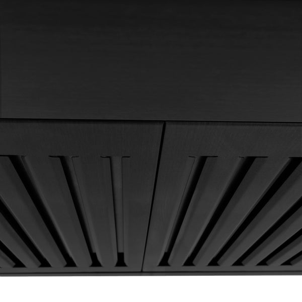 ZLINE 42" Convertible Wall Mount Range Hood in Black Stainless Steel with Set of 2 Charcoal Filters, LED lighting and Dishwasher-Safe Baffle Filters (BSKBN-CF-42)