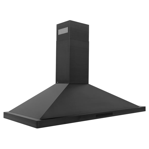 ZLINE 42" Convertible Wall Mount Range Hood in Black Stainless Steel with Set of 2 Charcoal Filters, LED lighting and Dishwasher-Safe Baffle Filters (BSKBN-CF-42)