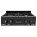 ZLINE 30 in. Legacy Gas Rangetop with 4 Brass Burners and Porcelain Cooktop in Black Stainless Steel, Open Box-Great Condition