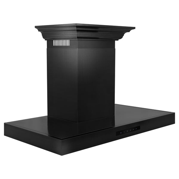 ZLINE 30" Convertible Vent Wall Mount Range Hood in Black Stainless Steel with Crown Molding (BSKENCRN-30)