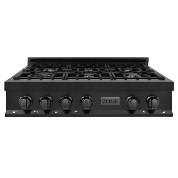ZLINE 36 in. Classic Gas Rangetop with 6 Burners and Porcelain Cooktop in Black Stainless Steel, Open Box-Great Condition