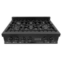 ZLINE 36 in. Classic Gas Rangetop with 6 Burners and Porcelain Cooktop in Black Stainless Steel, Open Box-Great Condition
