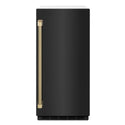 ZLINE Autograph Edition 15 in. Touchstone Gourmet Ice Maker with Drain Pump and Black Stainless Steel Door with Champagne Bronze Helix Handle (IGMDZ-BS-15-KCB)