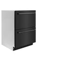 ZLINE 24 in. Touchstone 168 Can Outdoor-Rated Dual Refrigerator Drawer with Black Stainless Steel Doors (RDSO-BS-24)