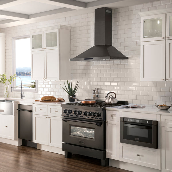 ZLINE 30 in. Convertible Vent Wall Mount Range Hood in Black Stainless Steel Handle, Open Box-Great Condition