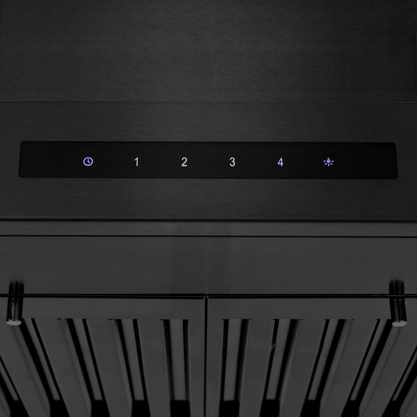 24" ZLINE CrownSound™Ducted Vent Wall Mount Range Hood in Black Stainless Steel with Built-in Bluetooth Speakers (BSKENCRN-BT-24)